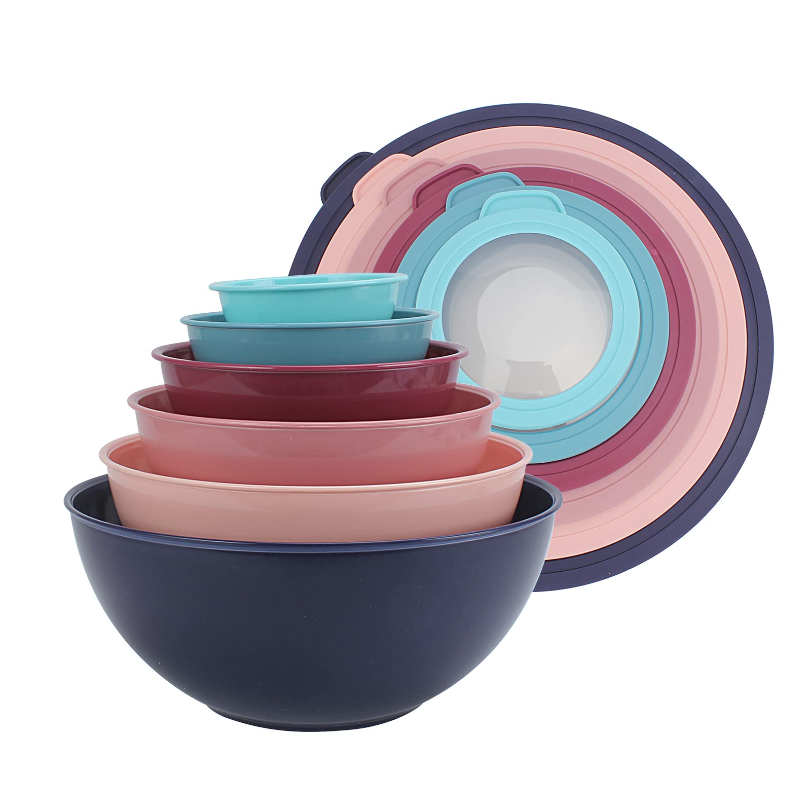 Foto 1 | Juego De 12 Tazones De Plástico Con Tapas Para Mezclar, Cook With Color - Venta Internacional.