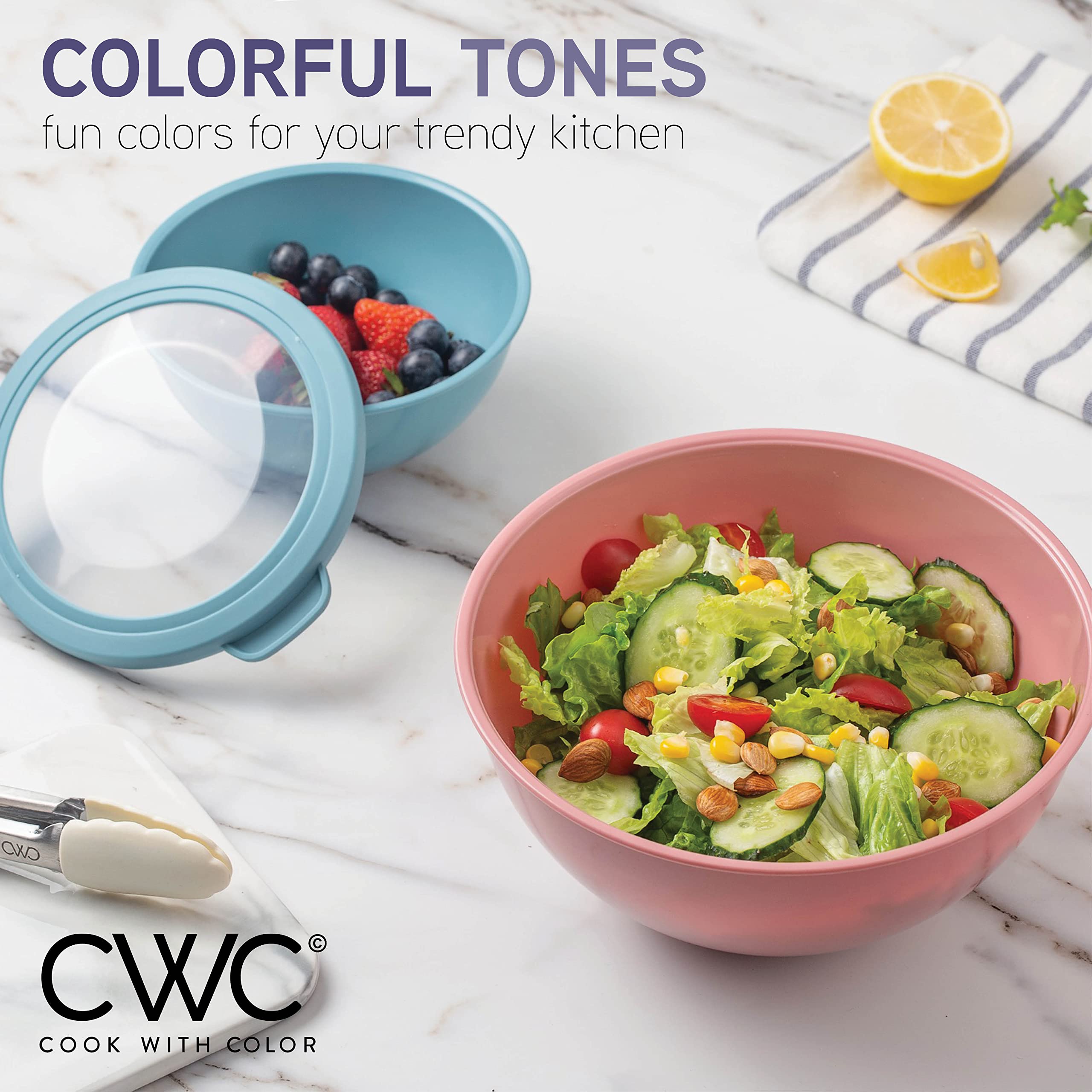 Foto 4 pulgar | Juego De 12 Tazones De Plástico Con Tapas Para Mezclar, Cook With Color - Venta Internacional.