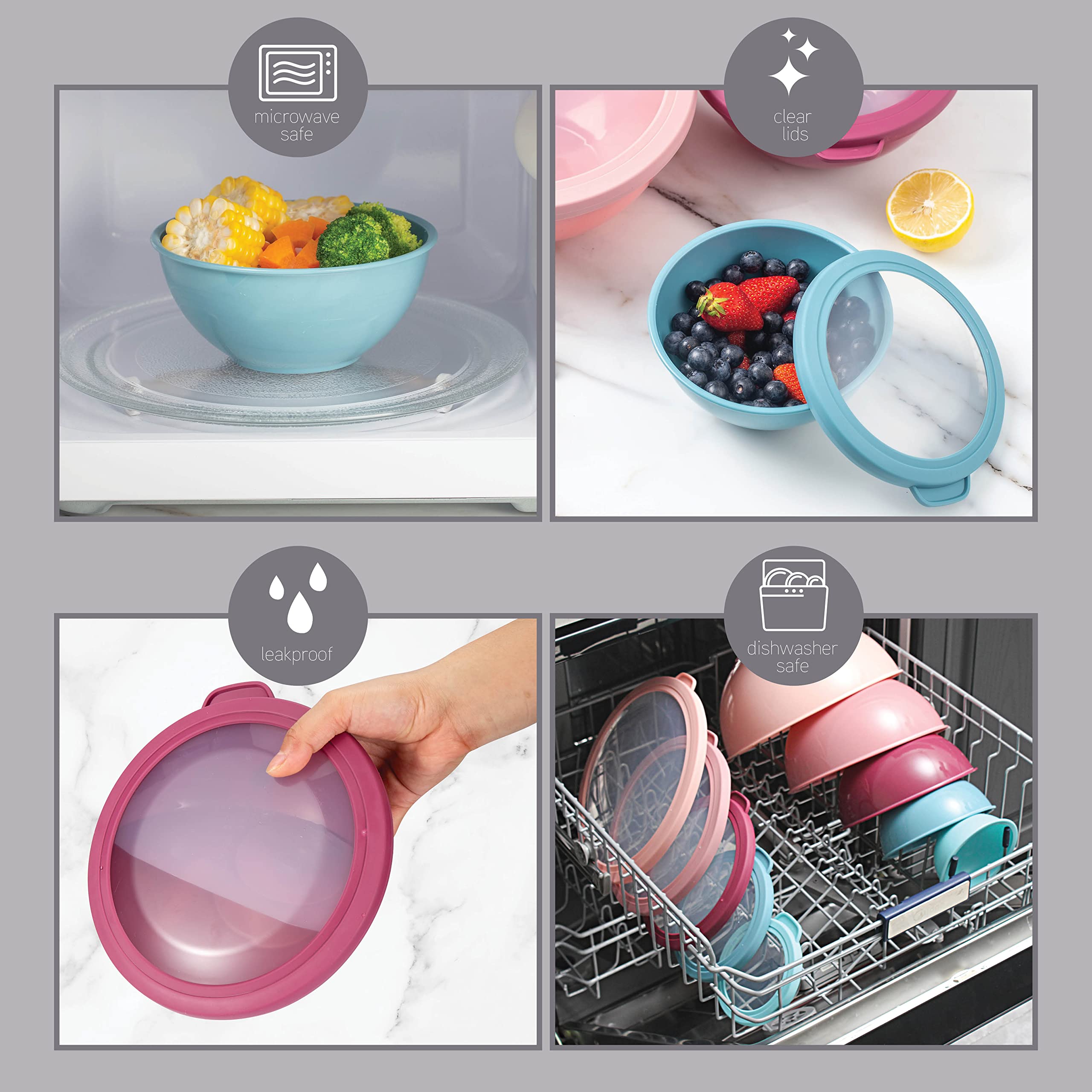 Foto 6 pulgar | Juego De 12 Tazones De Plástico Con Tapas Para Mezclar, Cook With Color - Venta Internacional.