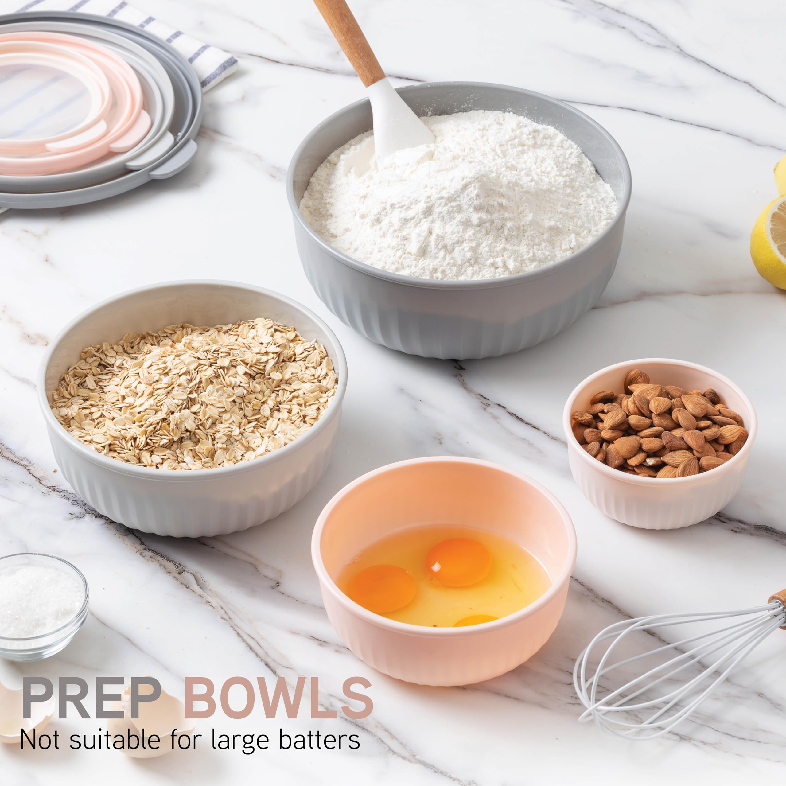 Foto 5 | Prep Bowls Cook With Color, De Plástico Ancho Para Mezclar, Con Tapas, Color Rosa - Venta Internacional.