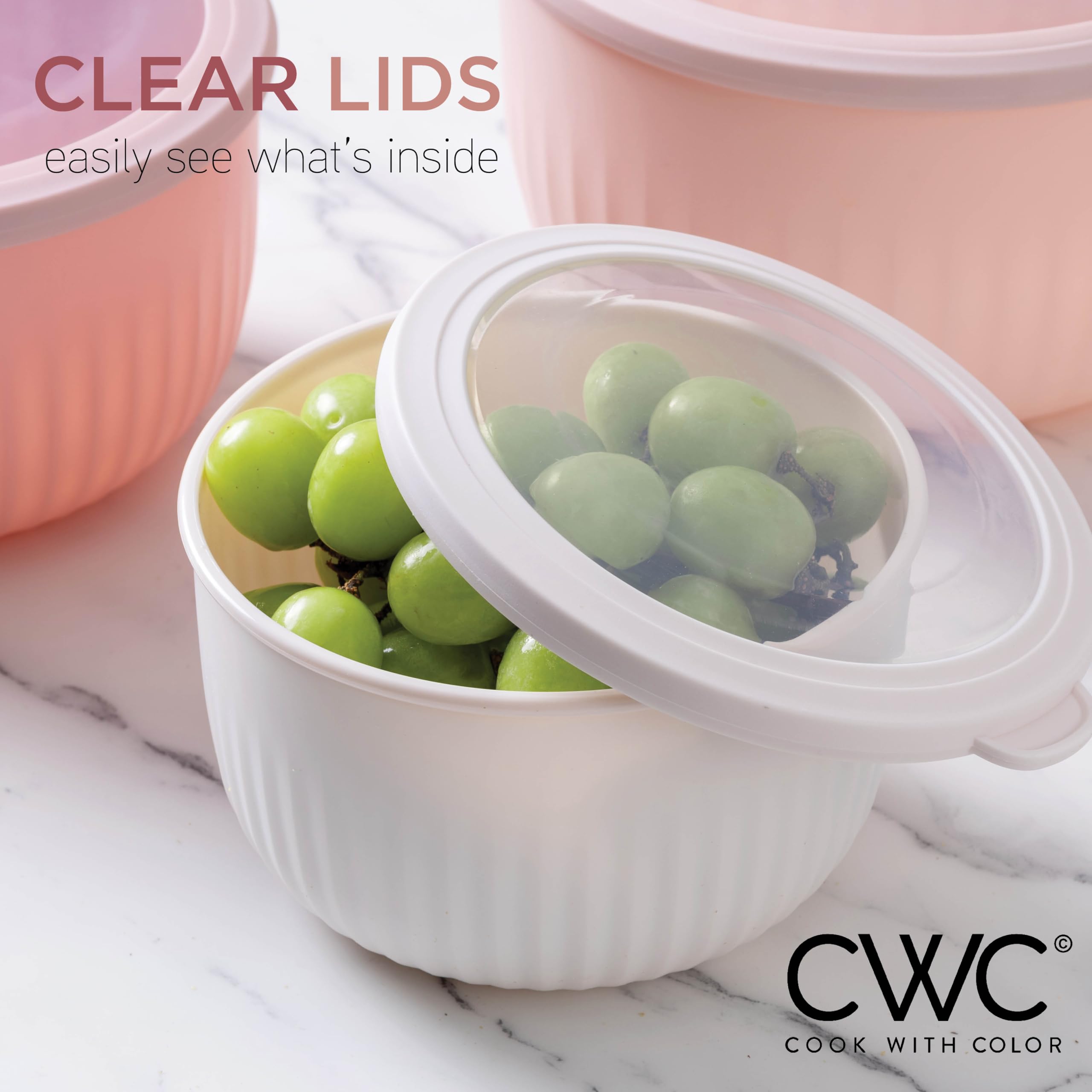 Foto 6 | Set De Cuencos Para Mezclar Cook With Color Prep Con Tapas, 12 Unidades, Color Rosa - Venta Internacional.