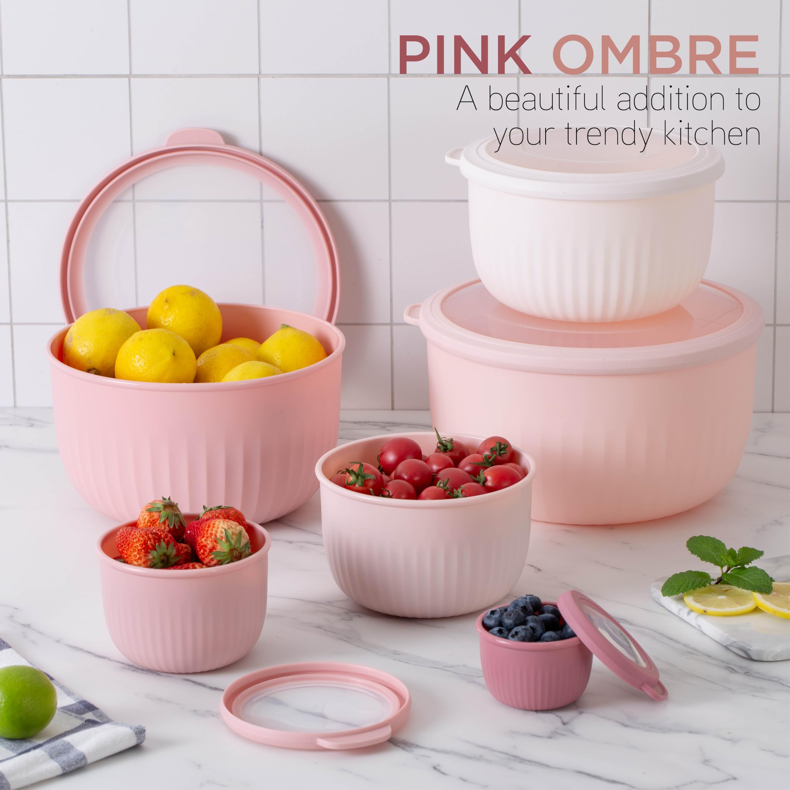 Foto 8 pulgar | Set De Cuencos Para Mezclar Cook With Color Prep Con Tapas, 12 Unidades, Color Rosa - Venta Internacional.