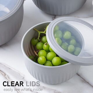 Foto 3 | Set De Cuencos Profundos Prep Bowls Cook With Color Para Mezclar Con Tapa, Color Gris - Venta Internacional.