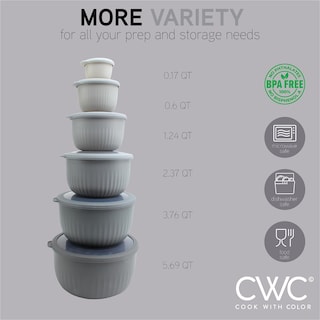 Foto 4 | Set De Cuencos Profundos Prep Bowls Cook With Color Para Mezclar Con Tapa, Color Gris - Venta Internacional.