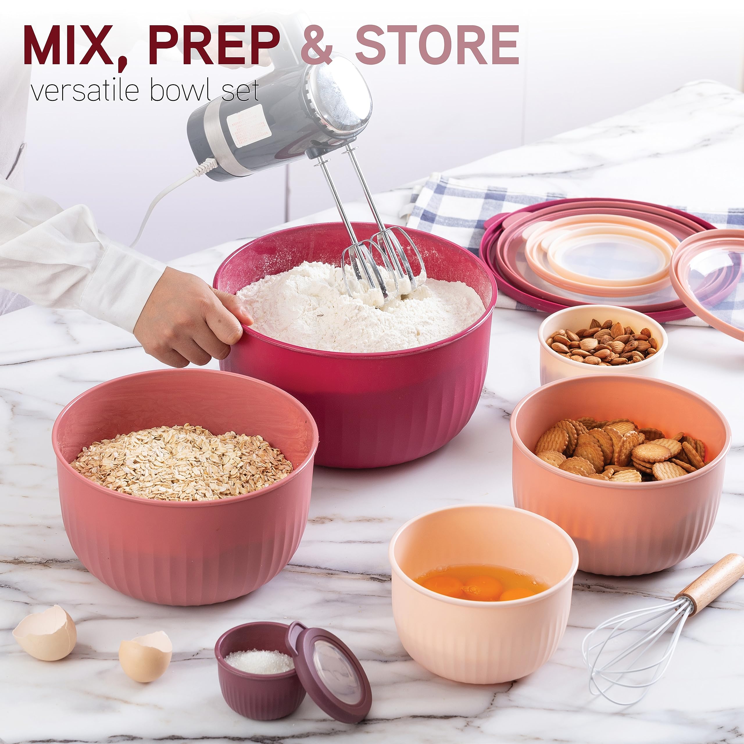 Foto 5 | Set De 12 Piezas De Plástico Prep Bowls Cook With Color Para Mezclar Profundamente - Venta Internacional.