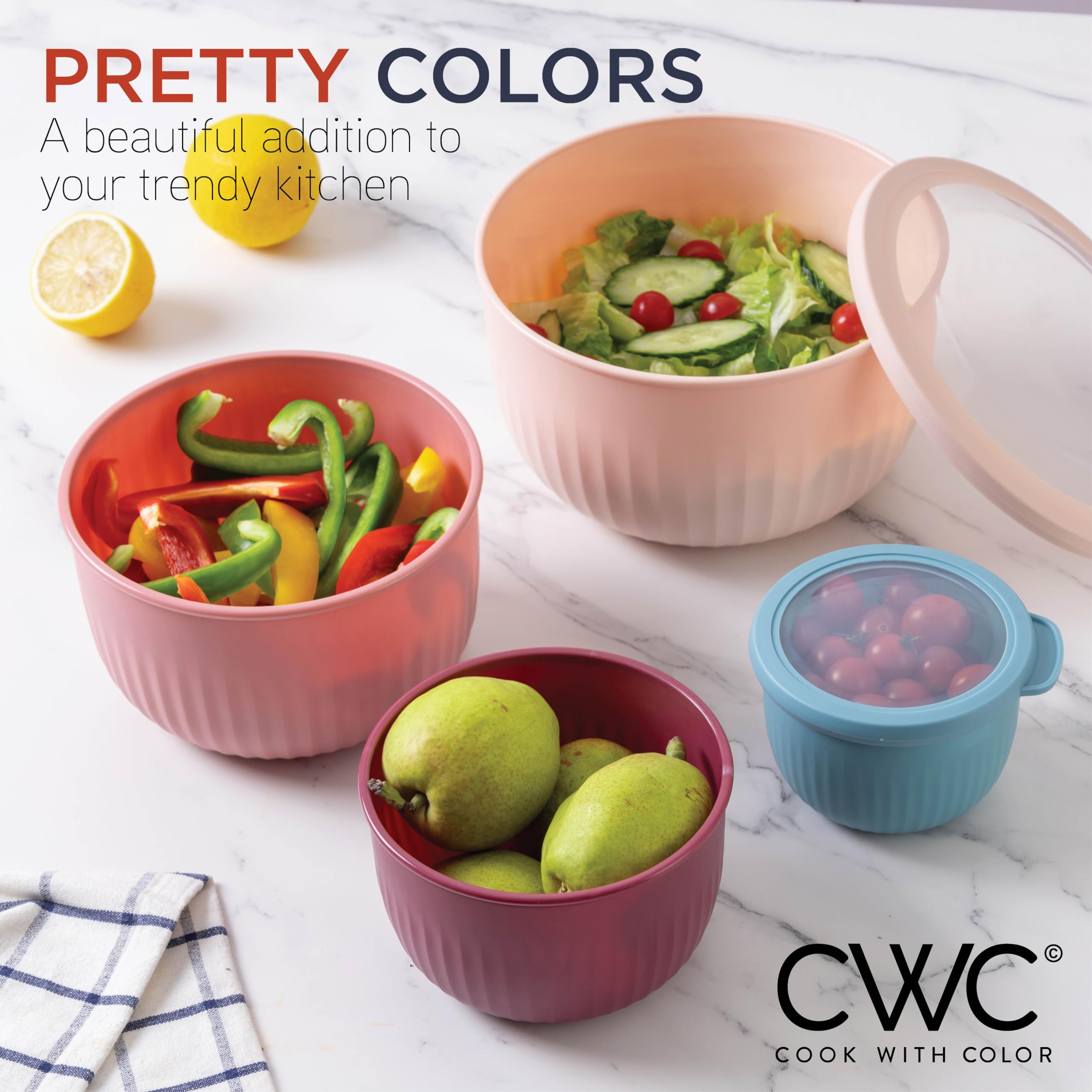 Foto 5 | Set De Cuencos Prep Cook With Color Para Mezclar Profundamente Con Tapas, 12 Unidades - Venta Internacional.