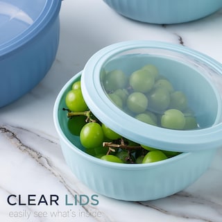 Foto 5 | Set De Cuencos Anchos Para Mezclar Prep Bowls Cook With Color Con Tapas Azules - Venta Internacional.