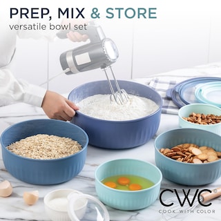Foto 6 | Set De Cuencos Anchos Para Mezclar Prep Bowls Cook With Color Con Tapas Azules - Venta Internacional.