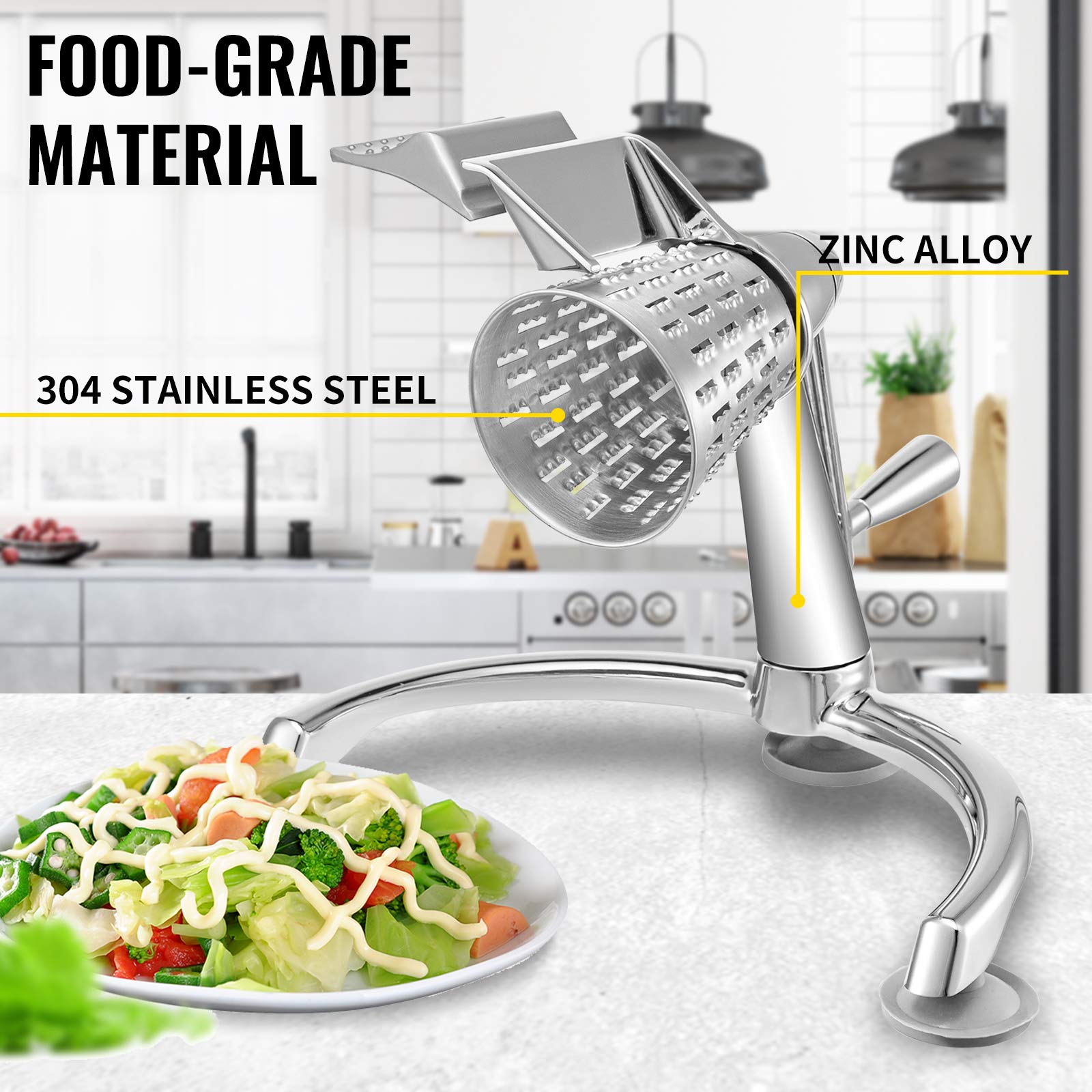 Foto 3 pulgar | Rallador Rotativo De Queso Vevor De Aleación De Zinc Con 5 Conos De Corte - Venta Internacional.