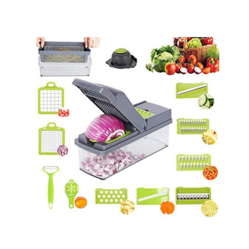 Foto 2 pulgar | Cortador De Verduras 14 En 1 Con 8 Cuchillas De Acero Inoxidable - Venta Internacional.
