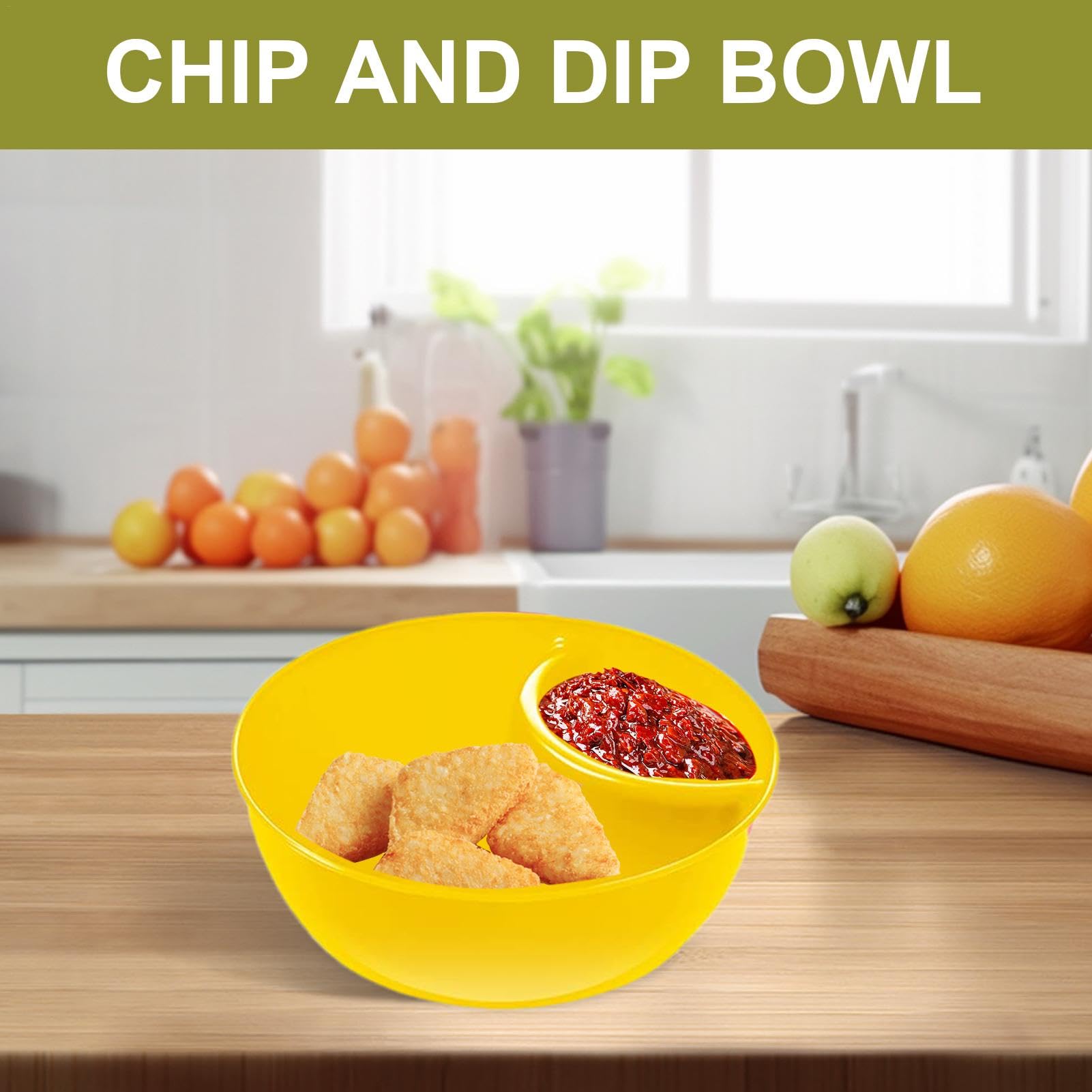 Foto 2 | Plato Para Aperitivos, Apilable, Para Mojar Salsas, Cuenco Para Patatas Fritas, Amarillo - Venta Internacional.