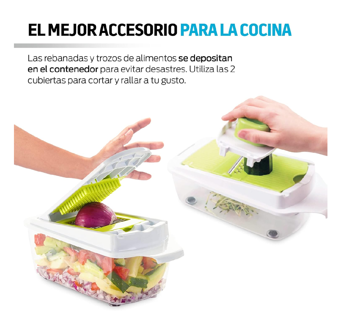 Foto 3 pulgar | Cortador Rallador Picador Verduras Frutas Redlemon Blanco/verde