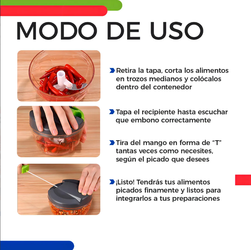 Foto 3 pulgar | Cortador/triturador Manual Xtellar Para Verdura Fruta Y Carne Color Gris Y Verde