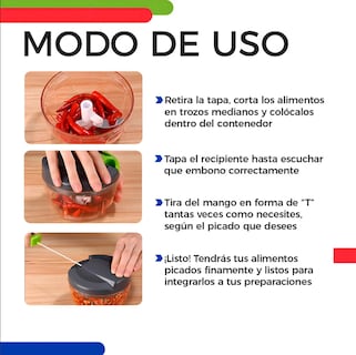 Foto 2 | Cortador/triturador Manual Xtellar Para Verdura Fruta Y Carne Color Gris Y Verde