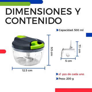 Foto 4 | Cortador/triturador Manual Xtellar Para Verdura Fruta Y Carne Color Gris Y Verde