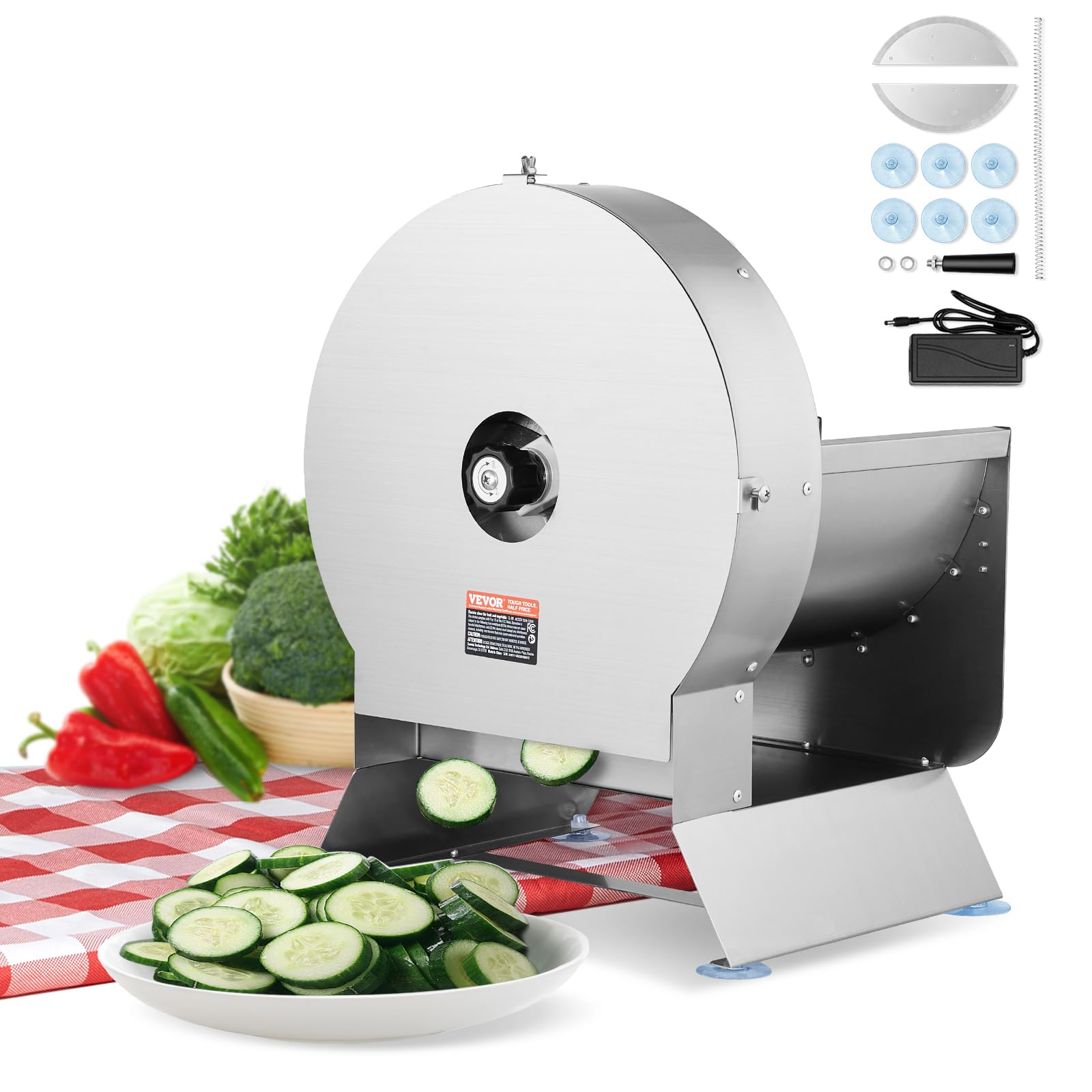 Foto 1 | Cortadora Eléctrica De Verduras Vevor 0-0,5/0-12 Mm De Espesor - Venta Internacional.