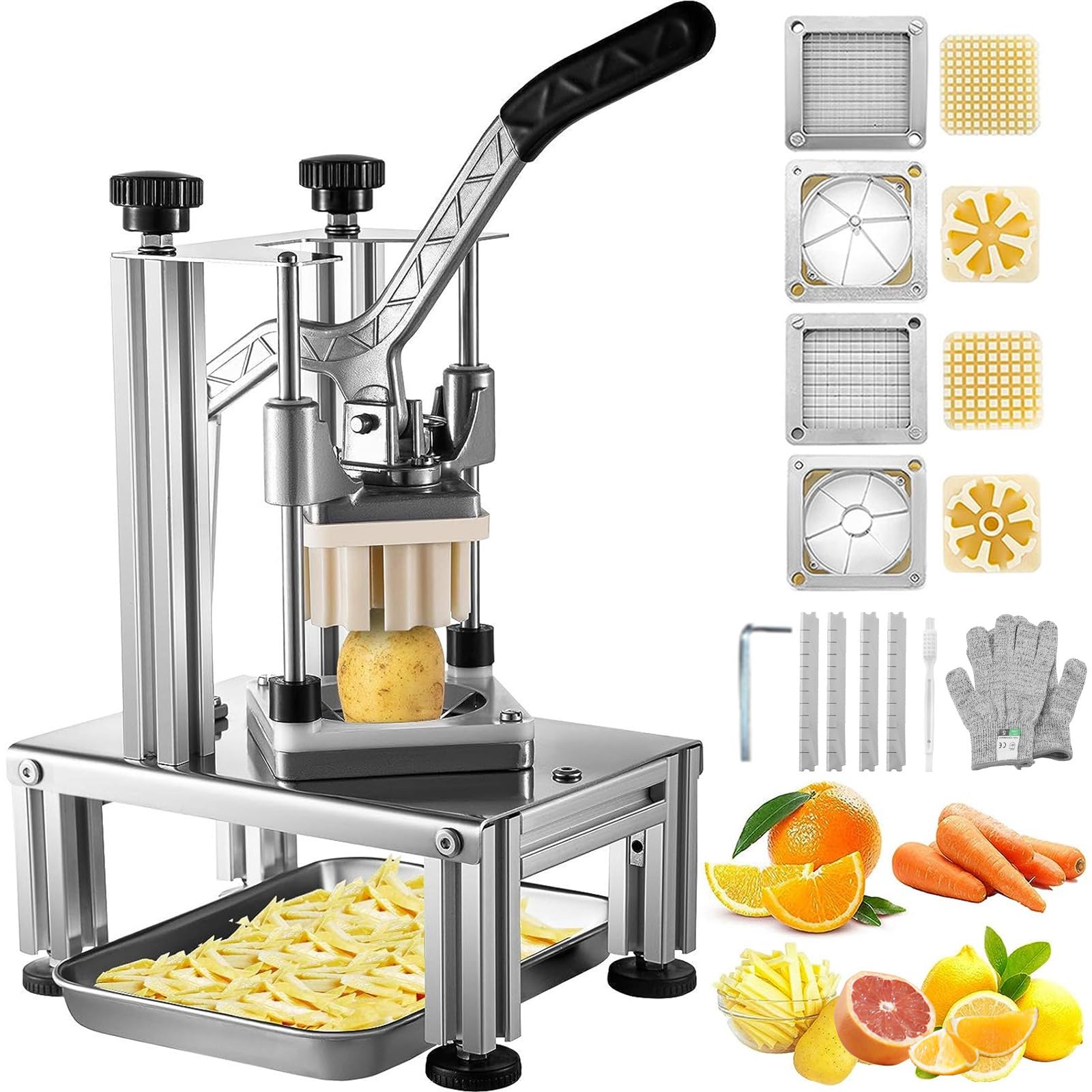 Foto 1 | Cortador De Patatas Fritas Vevor Commercial Con 4 Cuchillas Y Descorazonador De Manzanas - Venta Internacional.