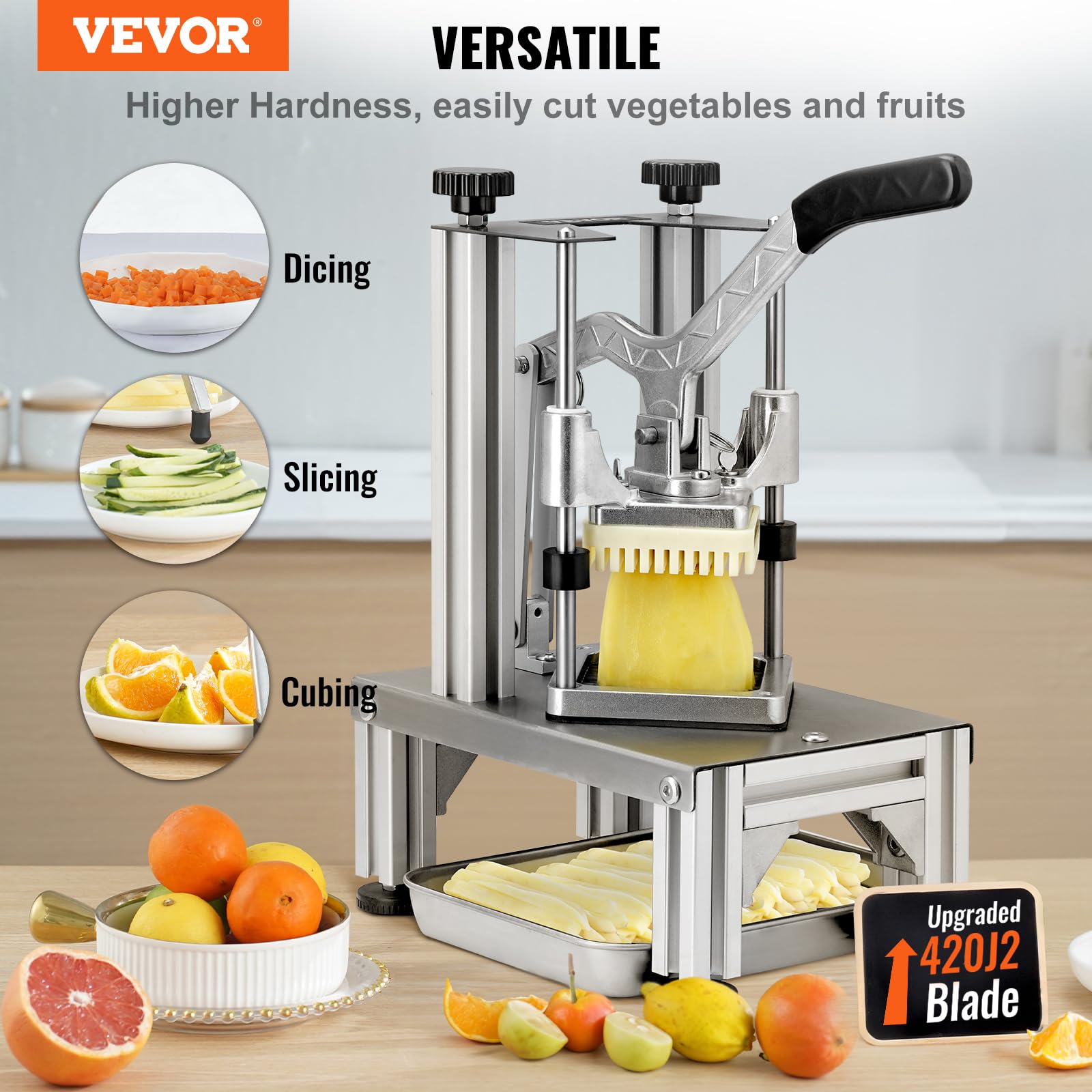 Foto 2 | Cortador De Patatas Fritas Vevor Commercial Con 4 Cuchillas Y Descorazonador De Manzanas - Venta Internacional.
