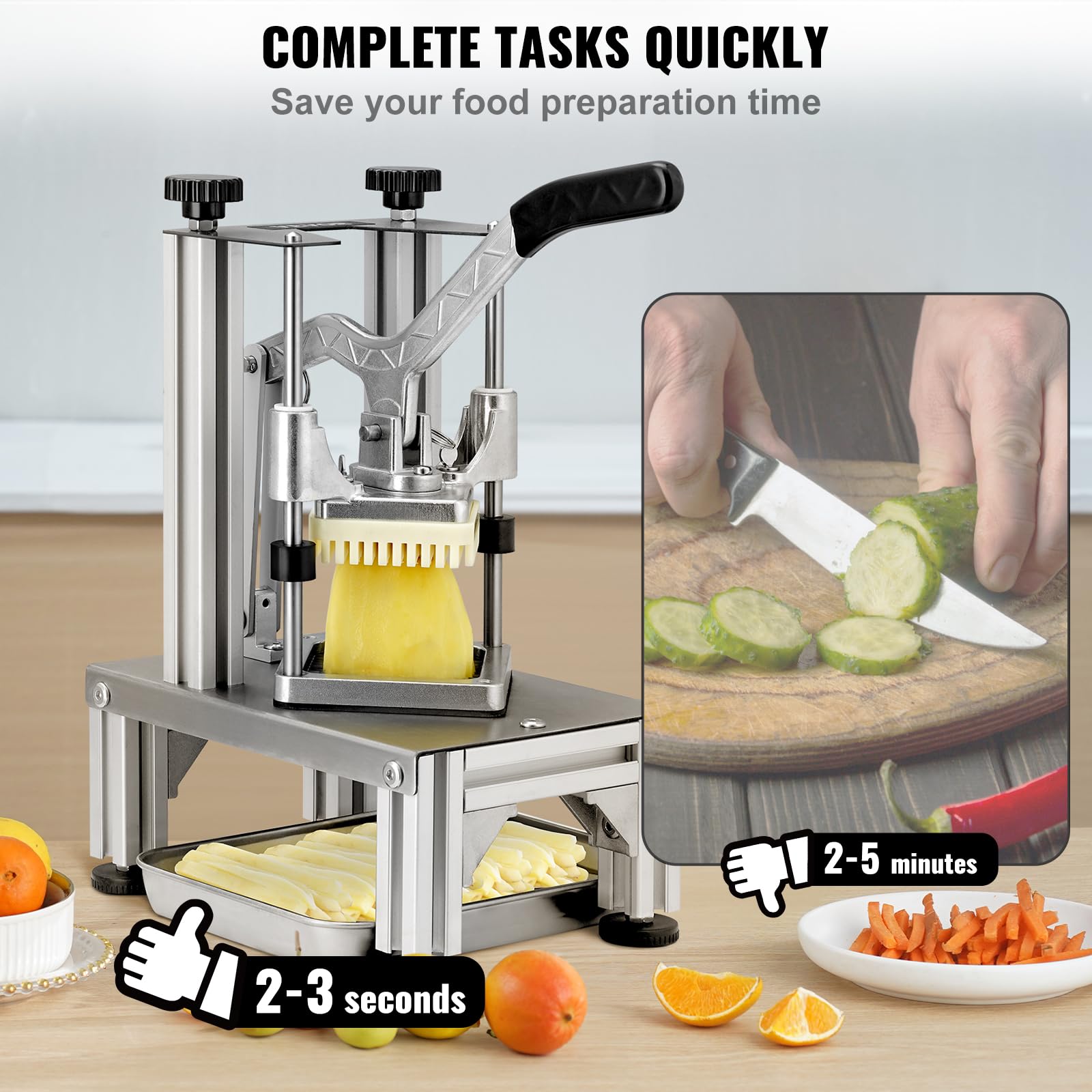 Foto 4 | Cortador De Patatas Fritas Vevor Commercial Con 4 Cuchillas Y Descorazonador De Manzanas - Venta Internacional.