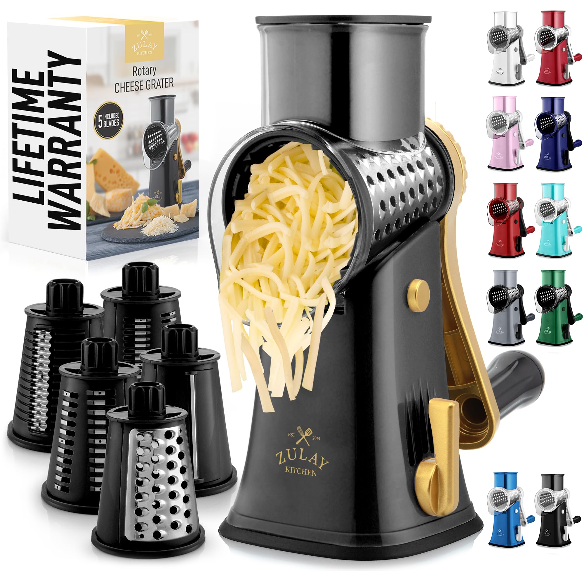 Rallador Rotativo De Queso Zulay Kitchen De 5 Cuchillas Con Base De Succión - Venta Internacional.