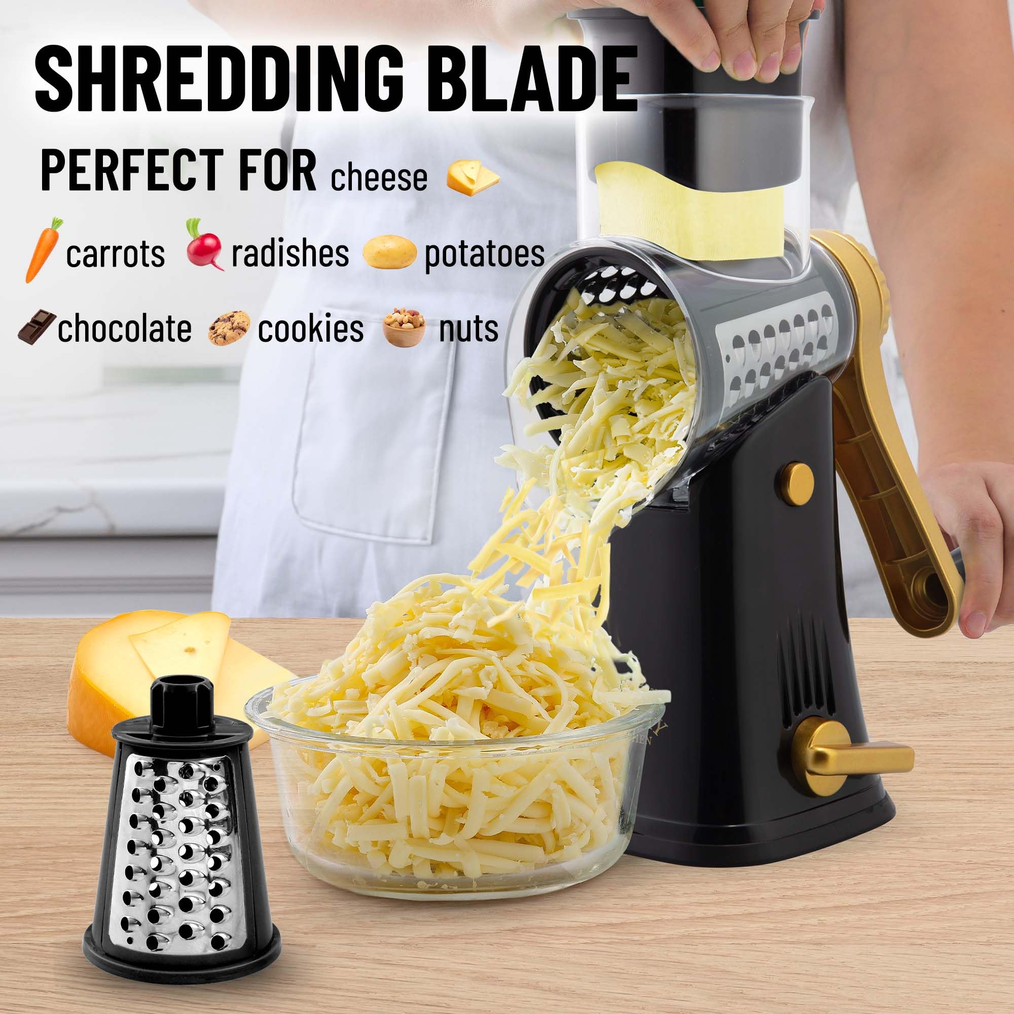 Foto 4 pulgar | Rallador Rotativo De Queso Zulay Kitchen De 5 Cuchillas Con Base De Succión - Venta Internacional.