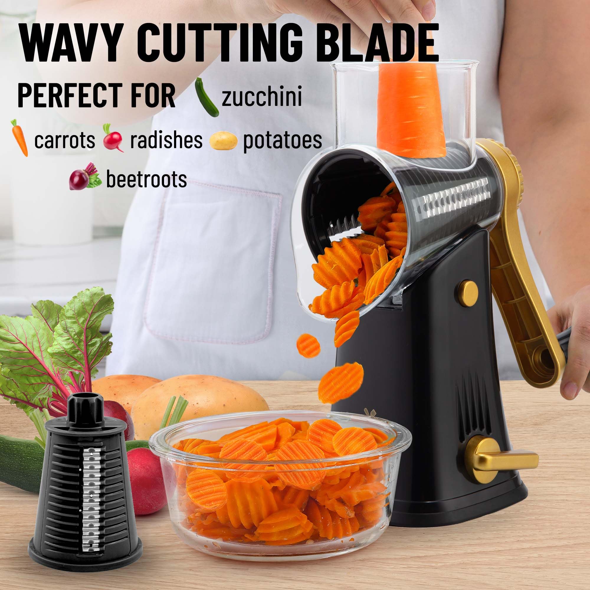 Foto 5 pulgar | Rallador Rotativo De Queso Zulay Kitchen De 5 Cuchillas Con Base De Succión - Venta Internacional.