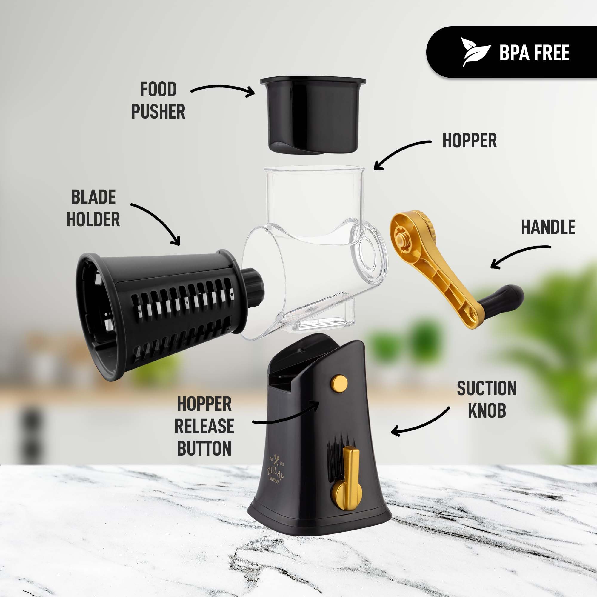 Foto 7 | Rallador Rotativo De Queso Zulay Kitchen De 5 Cuchillas Con Base De Succión - Venta Internacional.