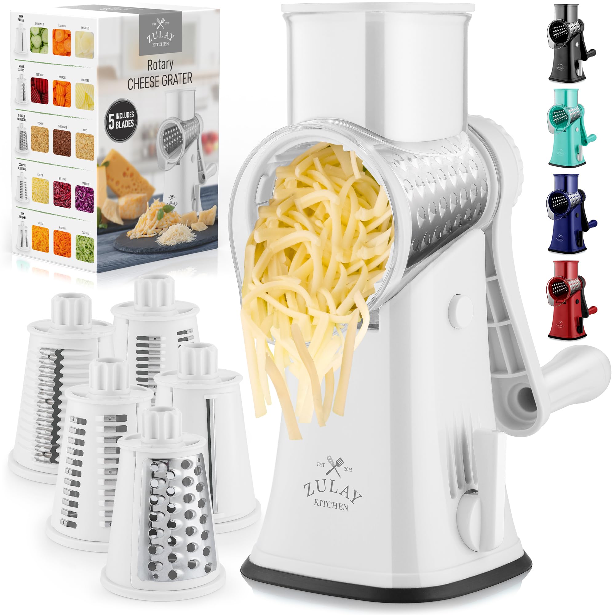 Foto 1 | Rallador Rotativo De Queso Zulay Kitchen, Triturador De 5 Cuchillas, Blanco - Venta Internacional.