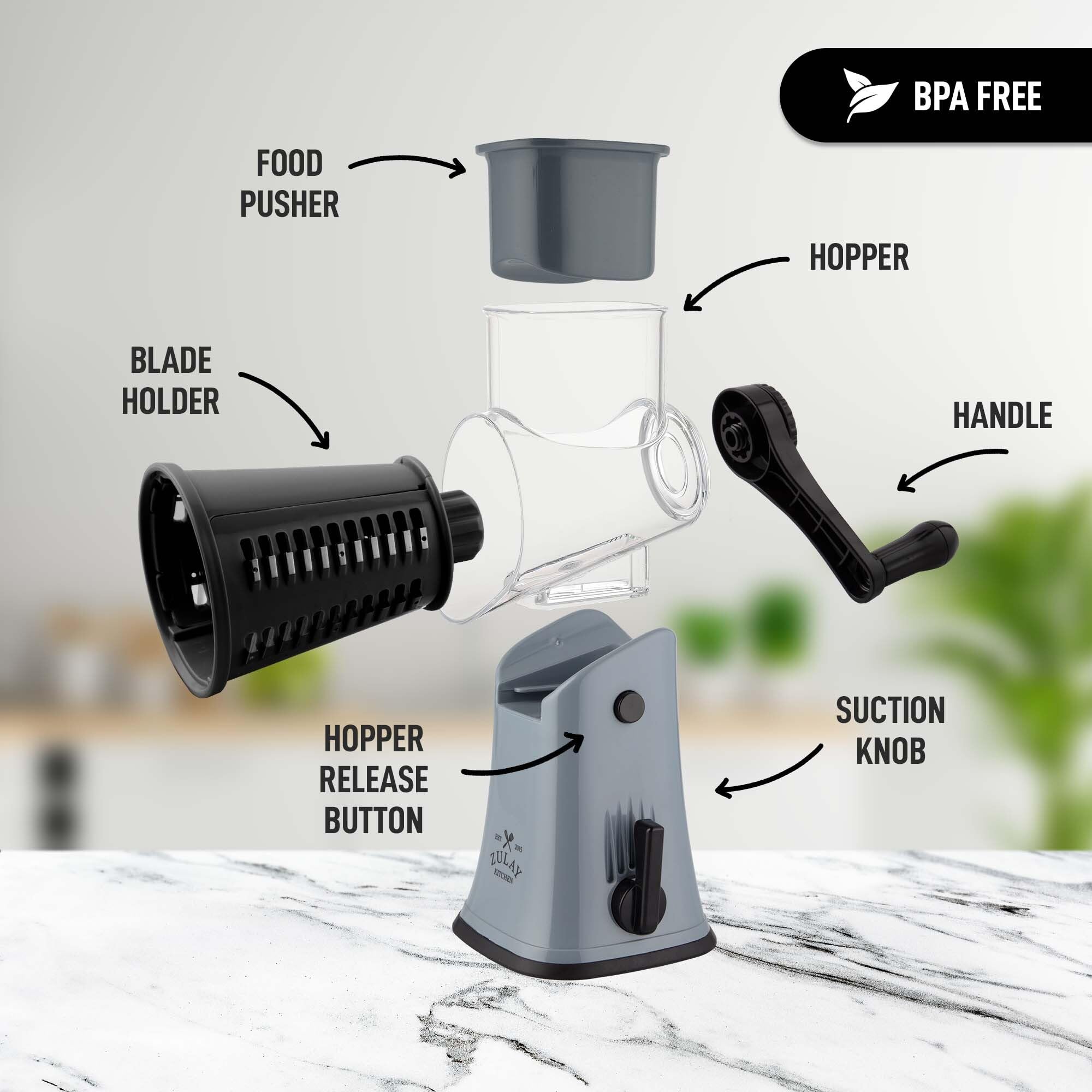 Foto 7 | Rallador Rotativo De Queso Zulay Kitchen De 5 Cuchillas Con Base De Succión - Venta Internacional.