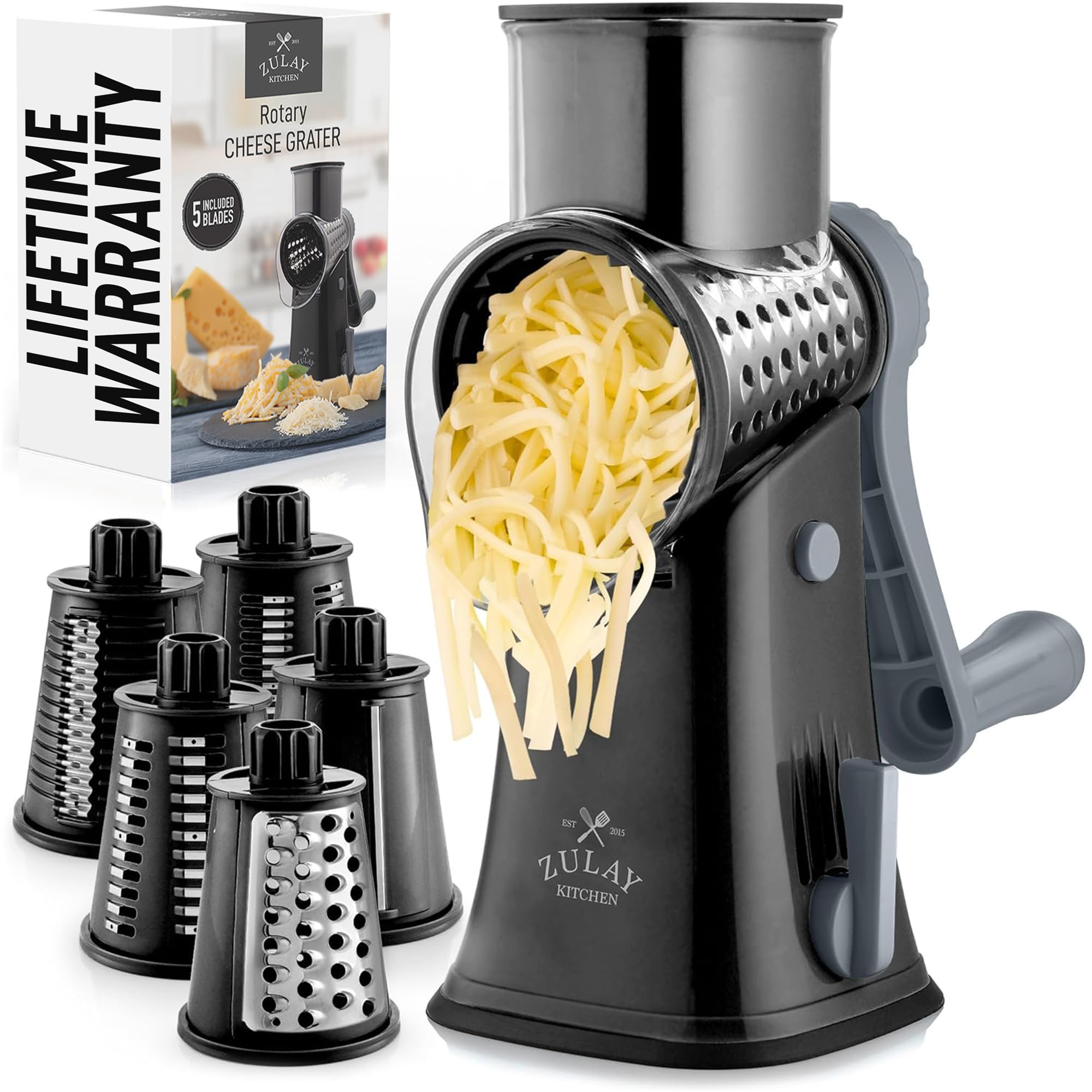 Rallador Rotativo De Queso Zulay Kitchen, Triturador De Queso De 5 Cuchillas - Venta Internacional.