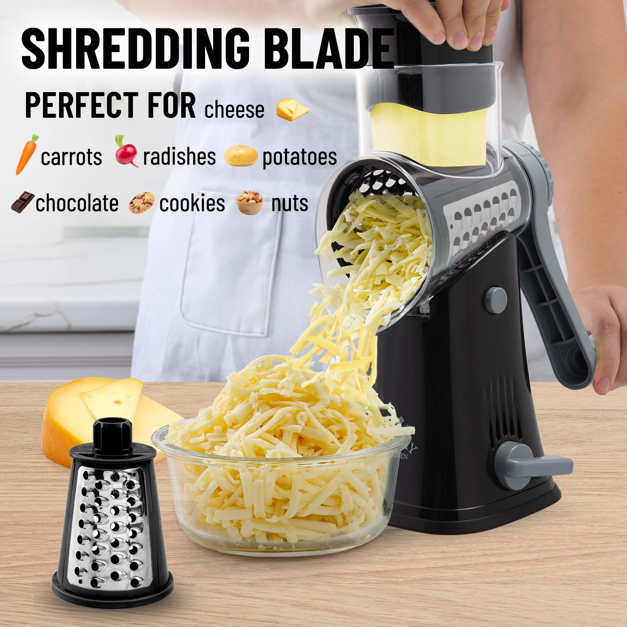 Foto 3 | Rallador Rotativo De Queso Zulay Kitchen, Triturador De Queso De 5 Cuchillas - Venta Internacional.