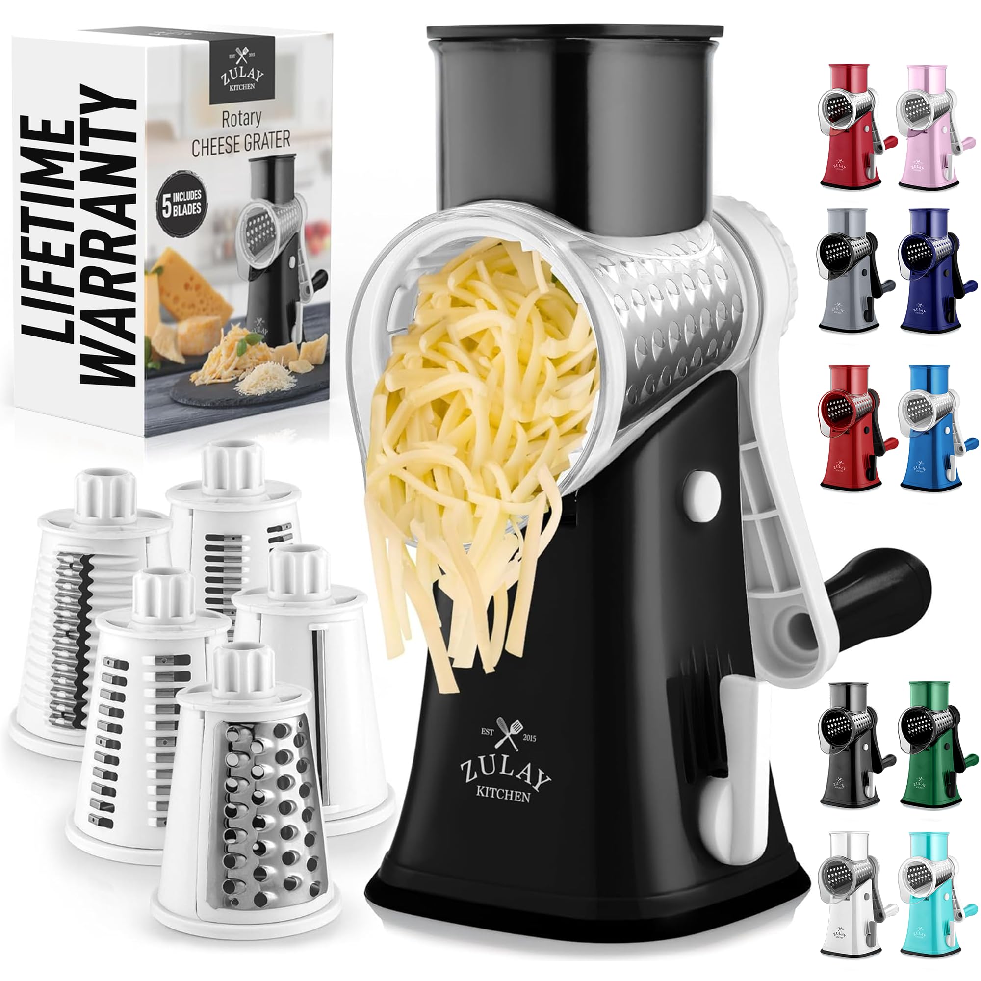 Rallador Rotativo De Queso Zulay Kitchen, Triturador De Queso De 5 Cuchillas - Venta Internacional.