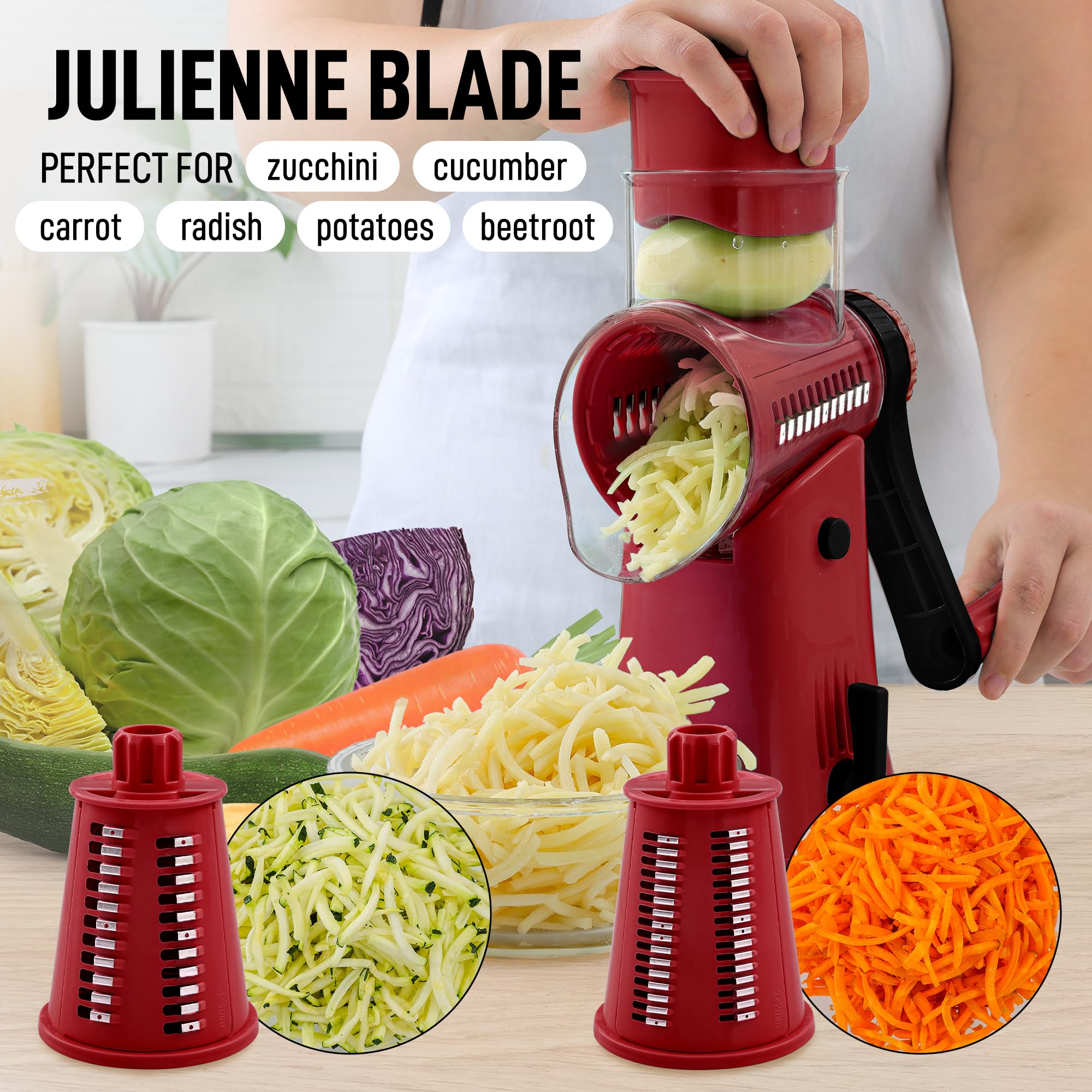 Foto 4 pulgar | Rallador Rotativo De Queso Zulay Kitchen, Triturador De Queso De 5 Cuchillas - Venta Internacional.