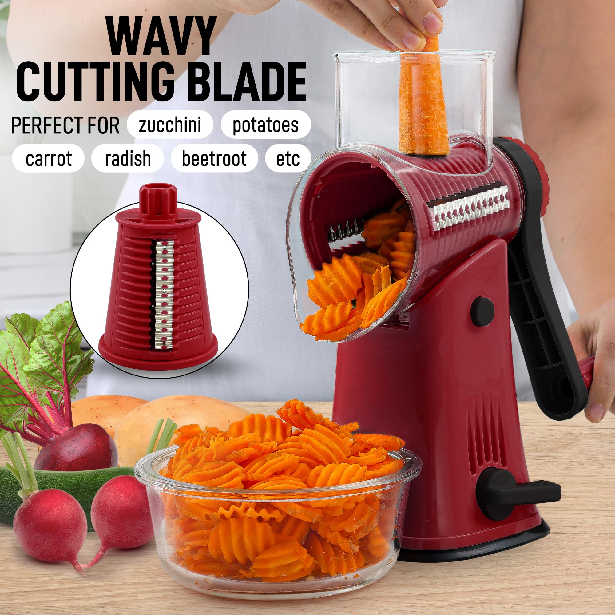 Foto 4 | Rallador Rotativo De Queso Zulay Kitchen, Triturador De Queso De 5 Cuchillas - Venta Internacional.