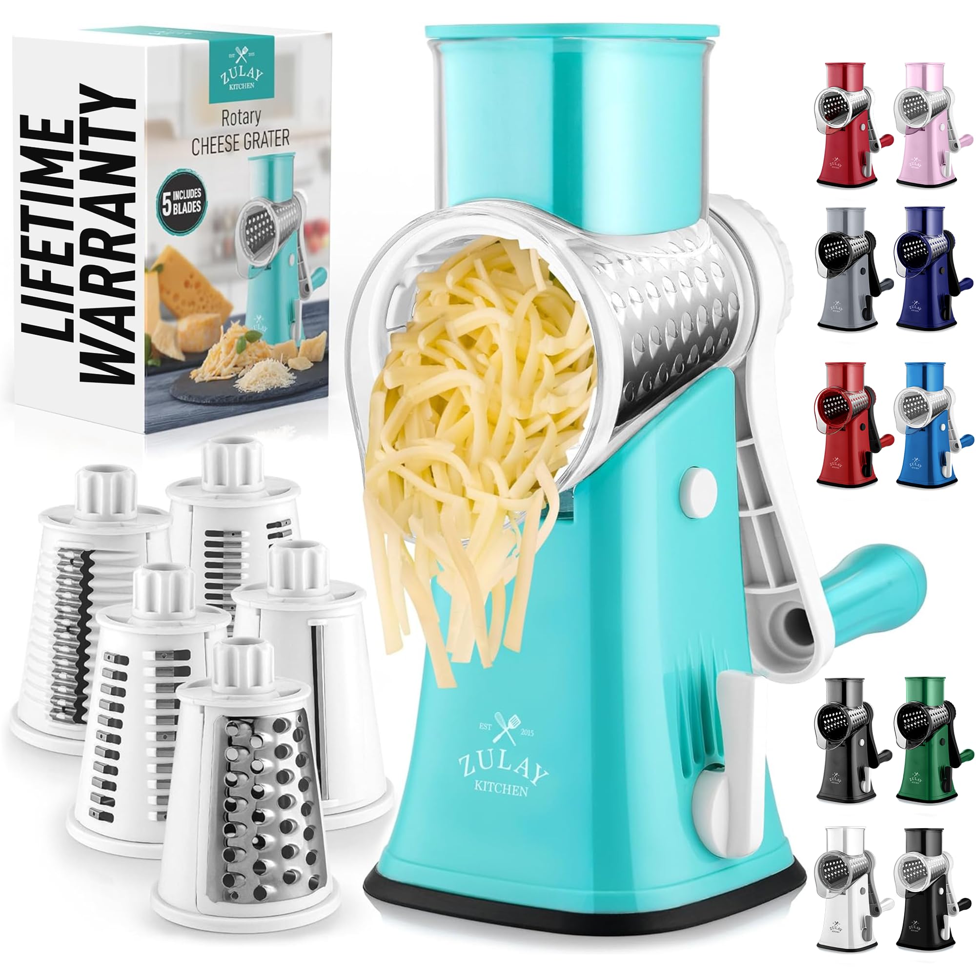 Rallador Rotativo De Queso Zulay Kitchen De 5 Cuchillas Con Base De Succión - Venta Internacional.