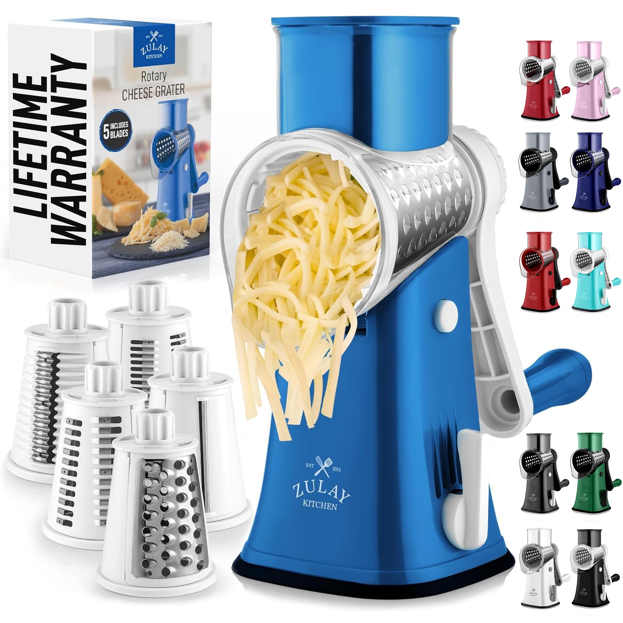 Rallador Rotativo De Queso Zulay Kitchen, Triturador De Queso De 5 Cuchillas - Venta Internacional.