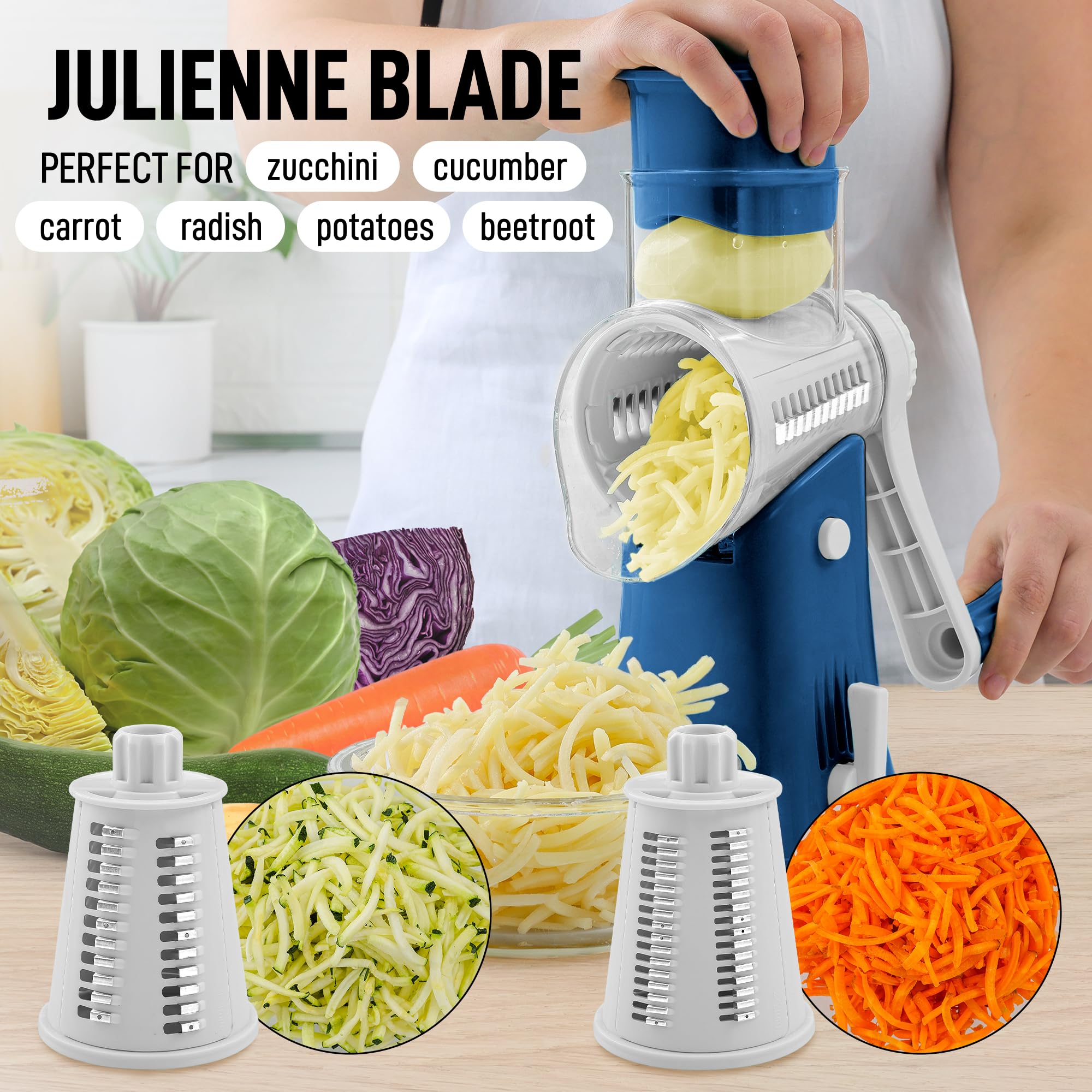 Foto 4 pulgar | Rallador Rotativo De Queso Zulay Kitchen, Triturador De Queso De 5 Cuchillas - Venta Internacional.