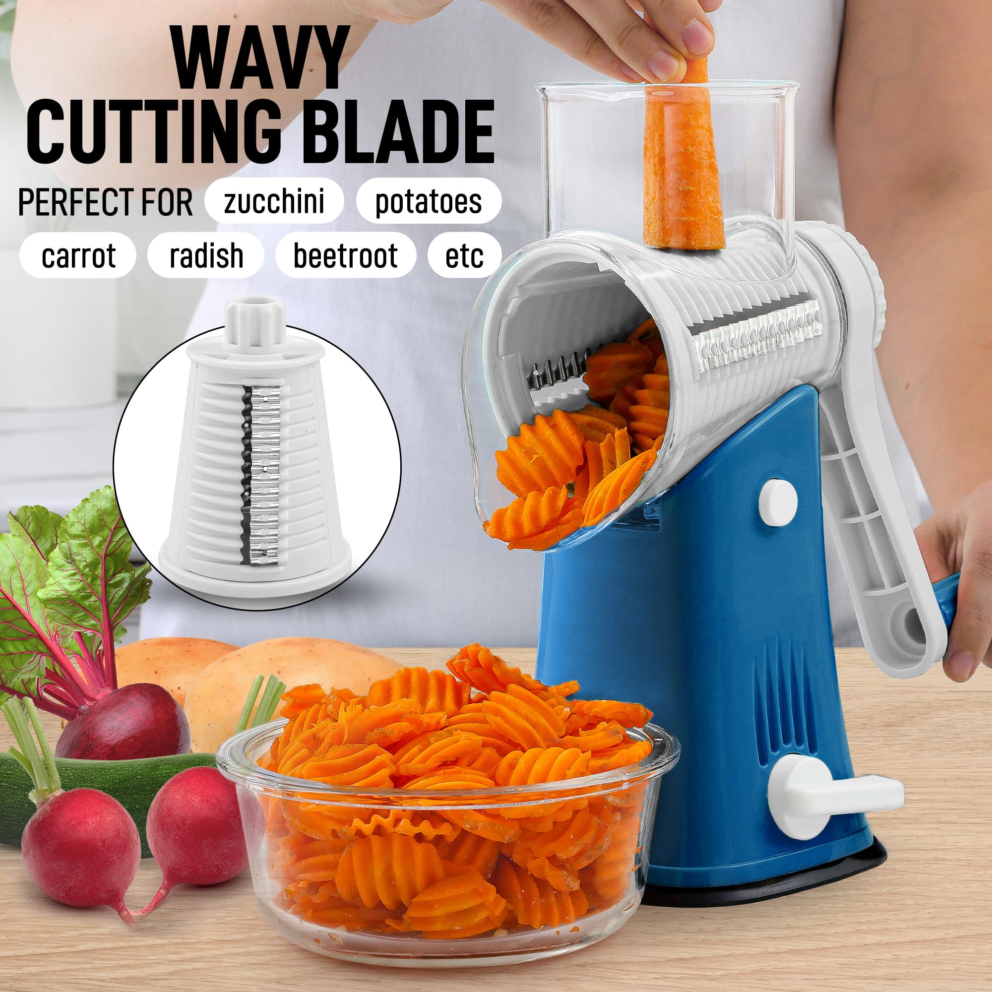 Foto 4 | Rallador Rotativo De Queso Zulay Kitchen, Triturador De Queso De 5 Cuchillas - Venta Internacional.