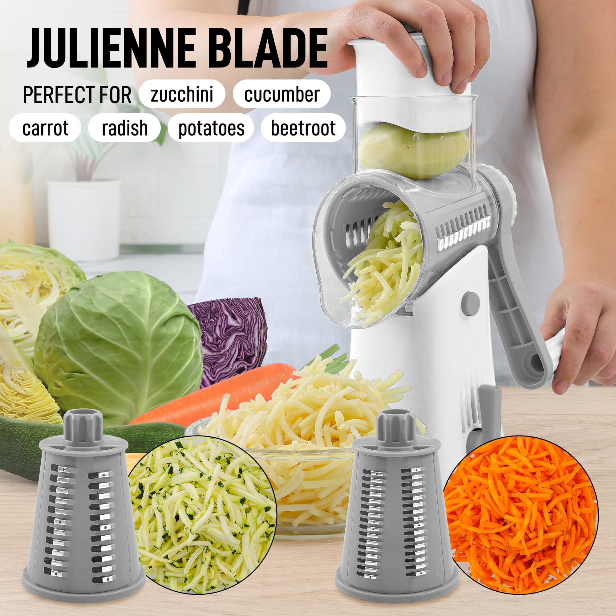 Foto 4 pulgar | Rallador Rotativo De Queso Zulay Kitchen, Triturador De Queso De 5 Cuchillas - Venta Internacional.