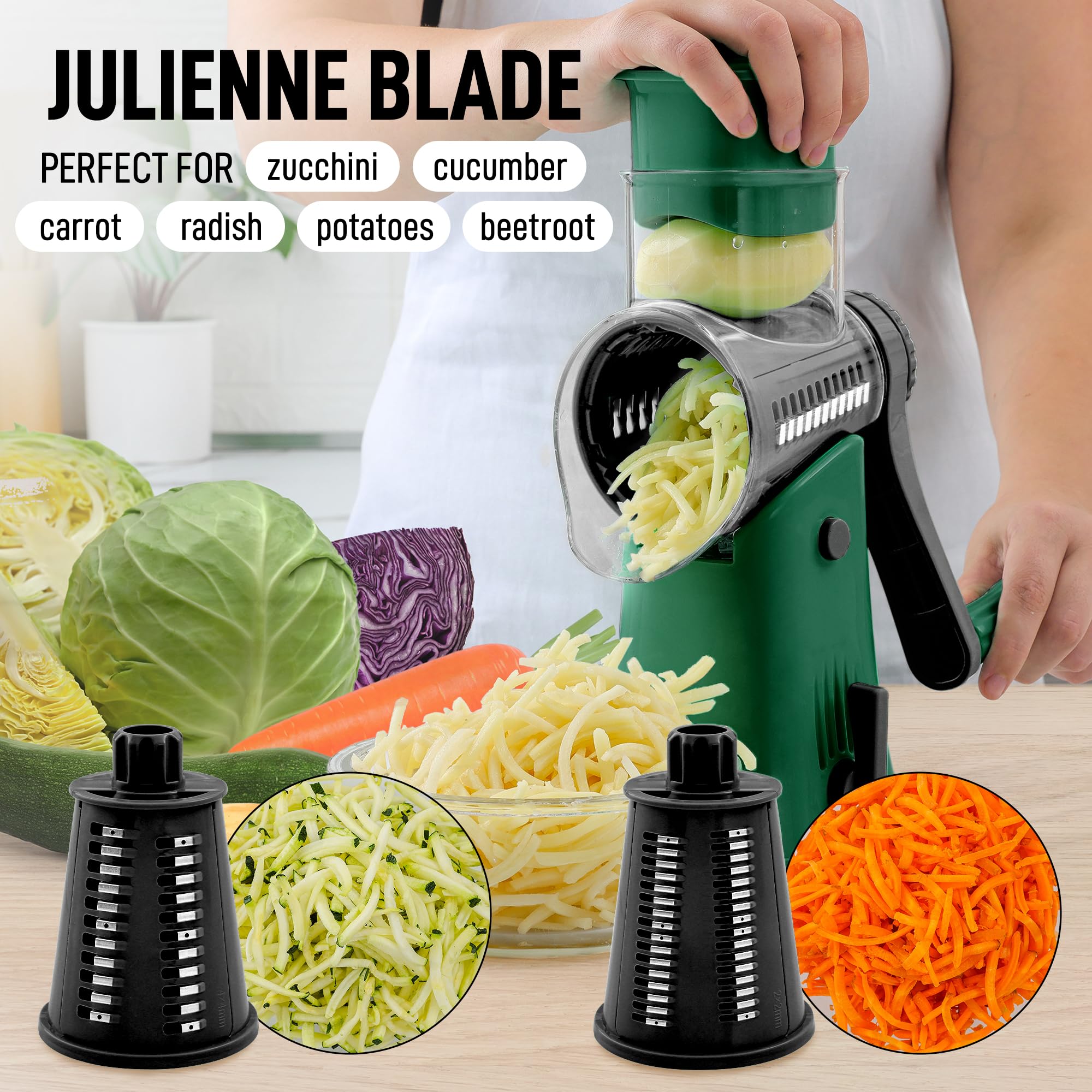 Foto 4 pulgar | Rallador Rotativo De Queso Zulay, Triturador De Queso De 5 Cuchillas Jade Night - Venta Internacional.