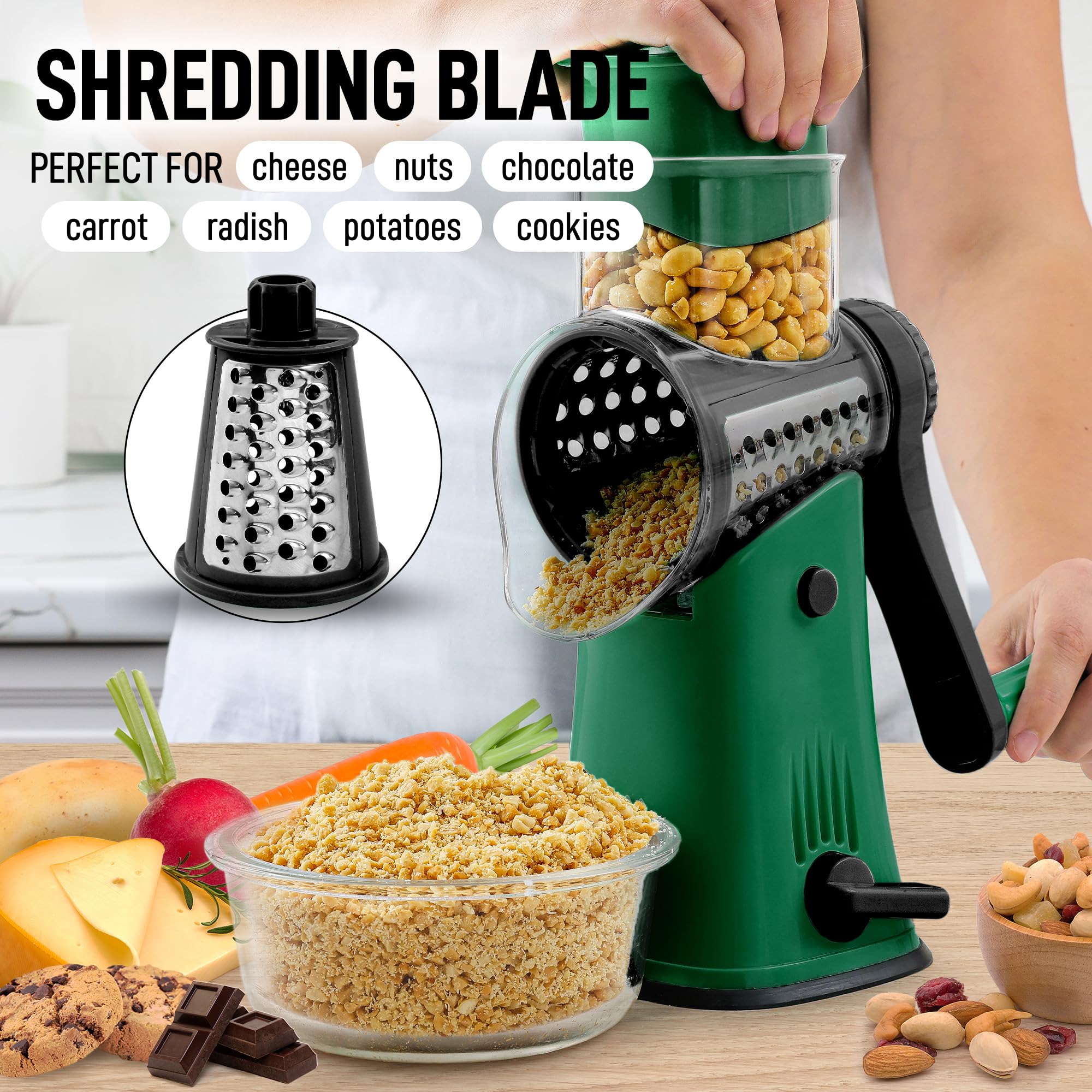 Foto 5 | Rallador Rotativo De Queso Zulay, Triturador De Queso De 5 Cuchillas Jade Night - Venta Internacional.