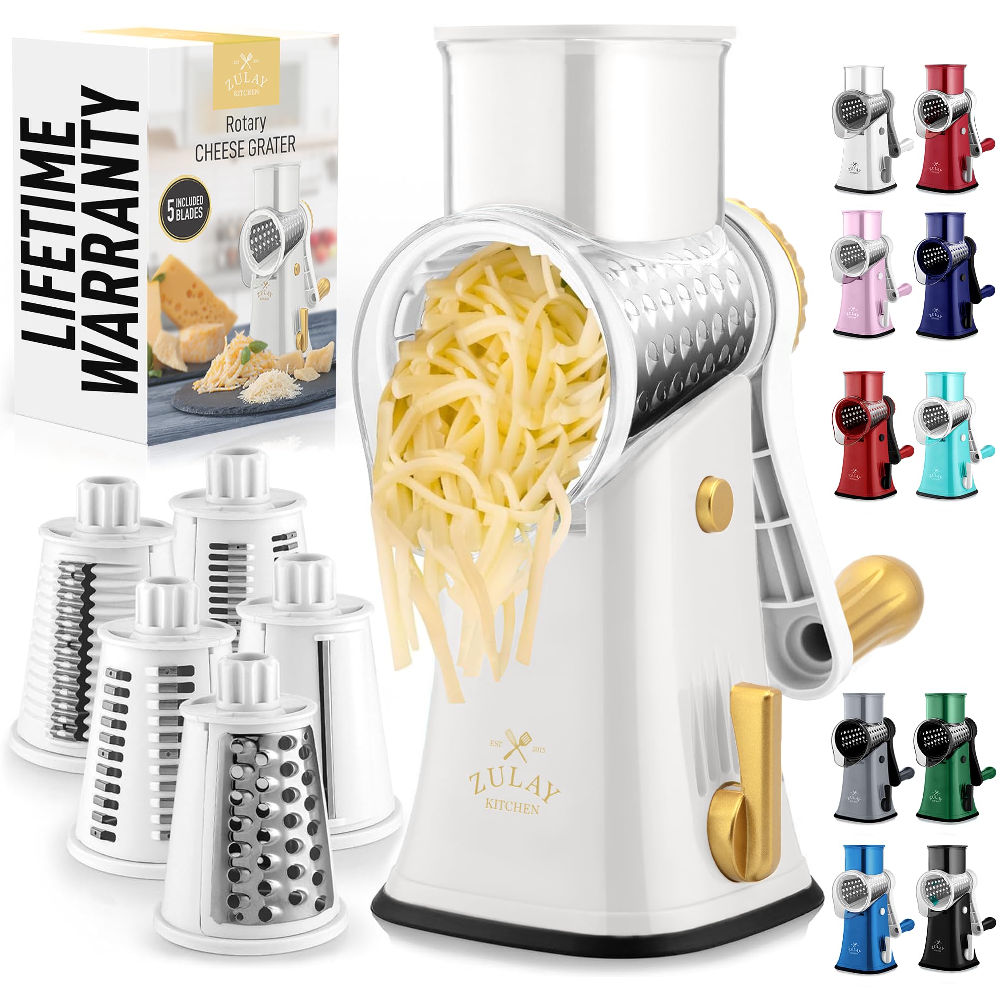 Rallador Rotativo De Queso Zulay Kitchen De 5 Cuchillas Con Base De Succión - Venta Internacional.