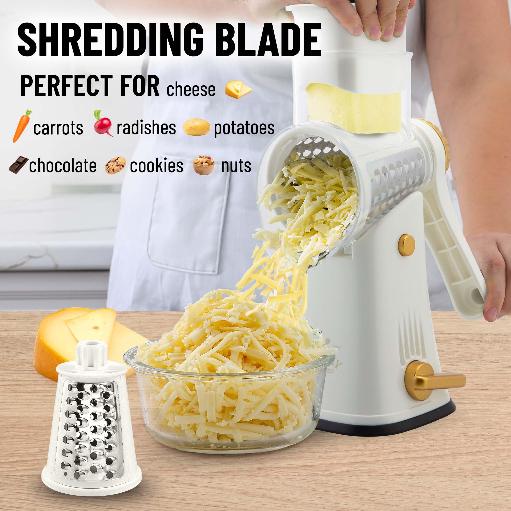 Foto 4 pulgar | Rallador Rotativo De Queso Zulay Kitchen De 5 Cuchillas Con Base De Succión - Venta Internacional.