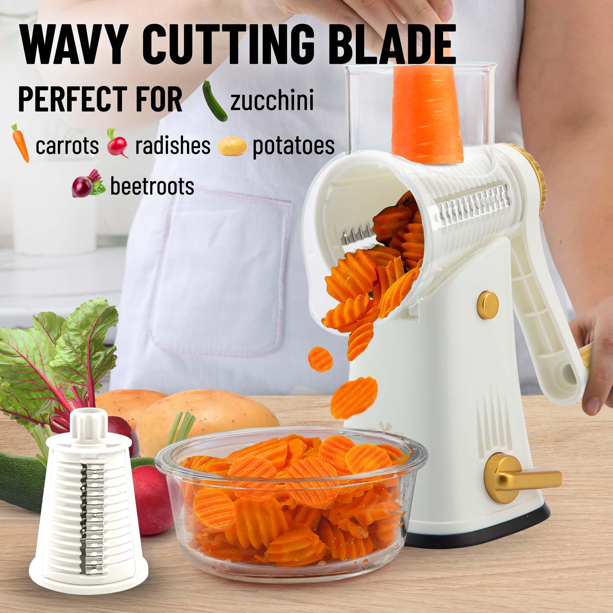 Foto 5 pulgar | Rallador Rotativo De Queso Zulay Kitchen De 5 Cuchillas Con Base De Succión - Venta Internacional.