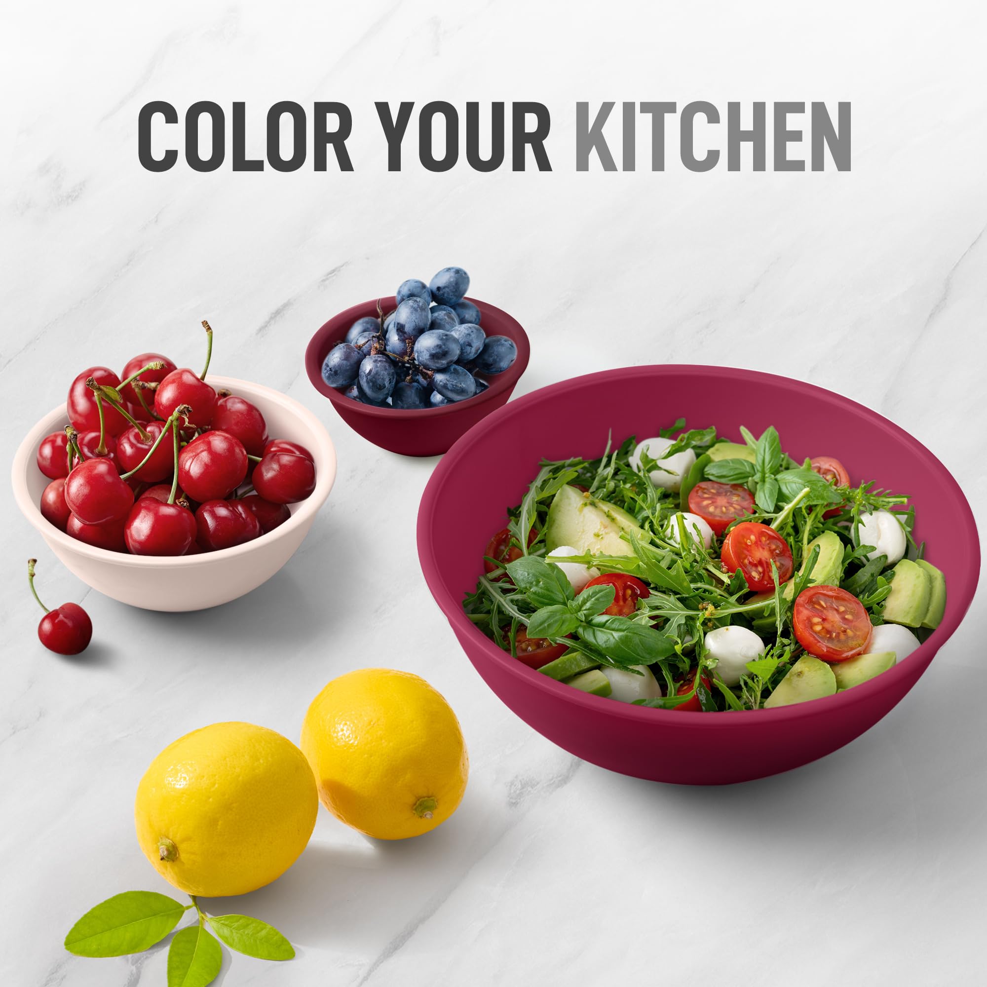 Foto 6 | Juego De 12 Cuencos Para Mezclar Zulay Kitchen De Plástico Con Tapas, Color Rojo - Venta Internacional.