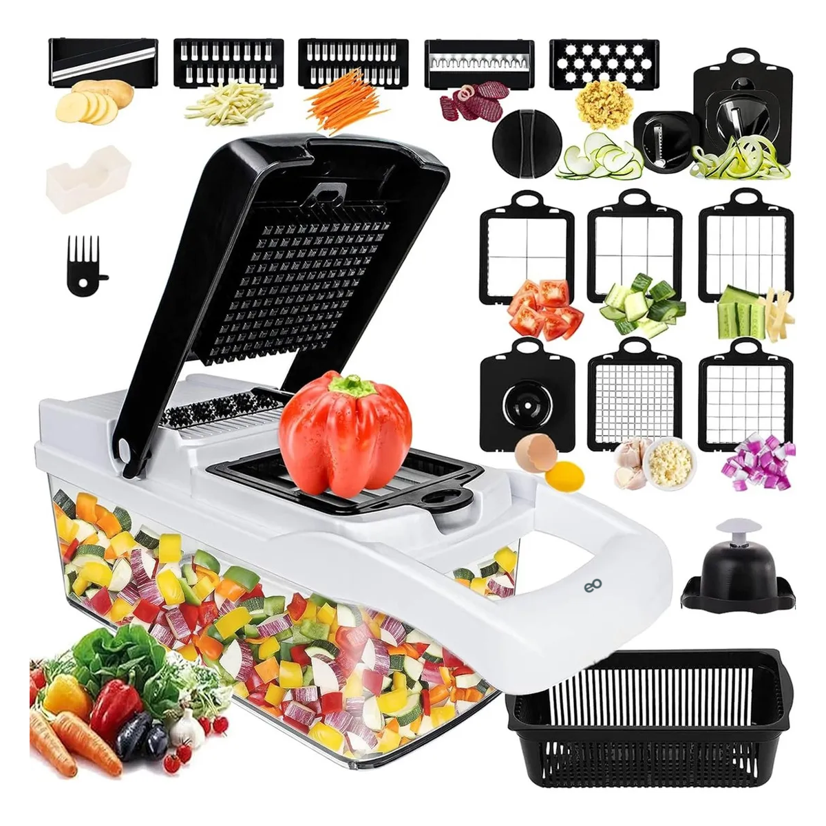 Foto 2 | Rallador Cortador Rebanador Picador Verduras Fruta 26 En 1 Eo Safe Imports Esi-20345 Blanco
