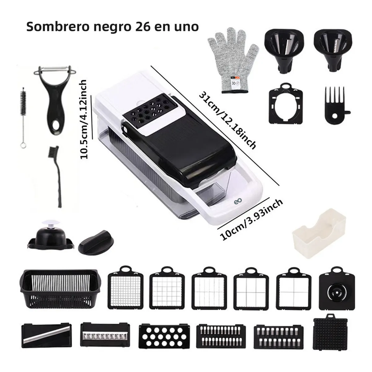 Foto 4 pulgar | Rallador Cortador Rebanador Picador Verduras Fruta 26 En 1 Eo Safe Imports Esi-20345 Blanco