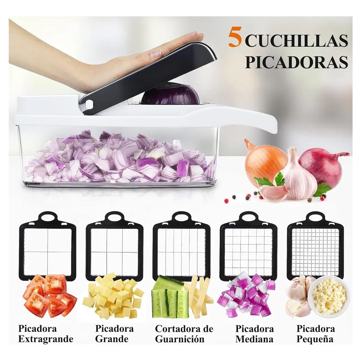 Foto 5 pulgar | Rallador Cortador Rebanador Picador Verduras Fruta 26 En 1 Eo Safe Imports Esi-20345 Blanco