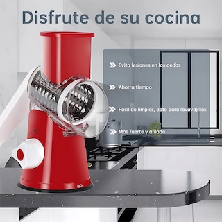 Foto 4 | Rallador Cortador Manual De Quesos Verduras 3 En 1 Cabezales Eo Safe Imports Esi-20347rojo