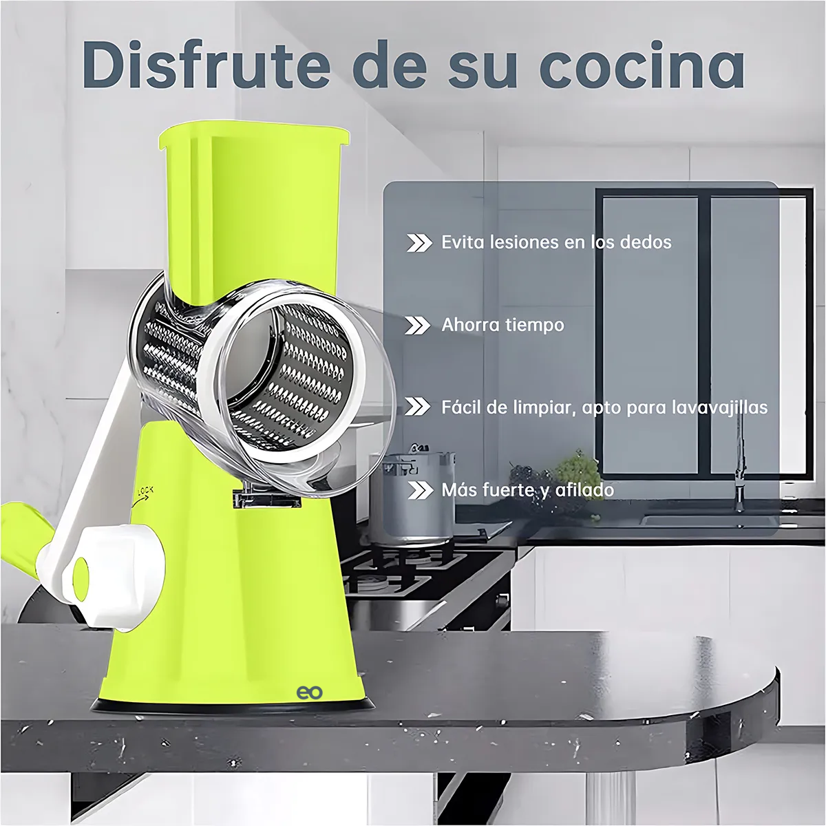 Foto 4 | Rallador Cortador Manual De Quesos Verduras 3 En 1 Cabezales  Eo Safe Imports Esi-20348 Verde